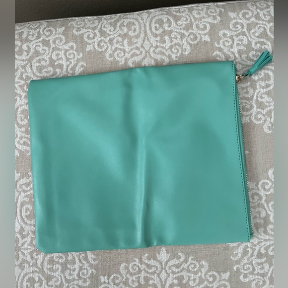 Rachel Pally Mint Coral Purple Tropical Floral Print Foldover Clutch - Picture 5 of 8